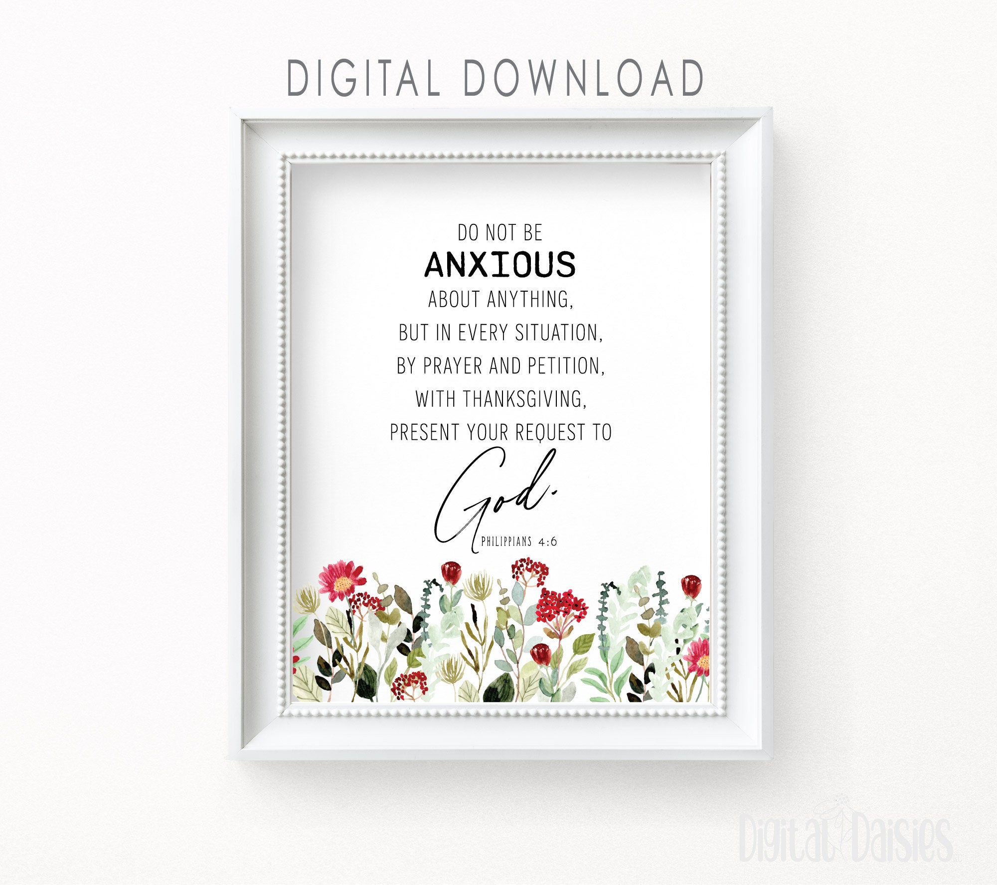 Philippians 4:6 Printable Wall Art Prayer Inspirational - Etsy