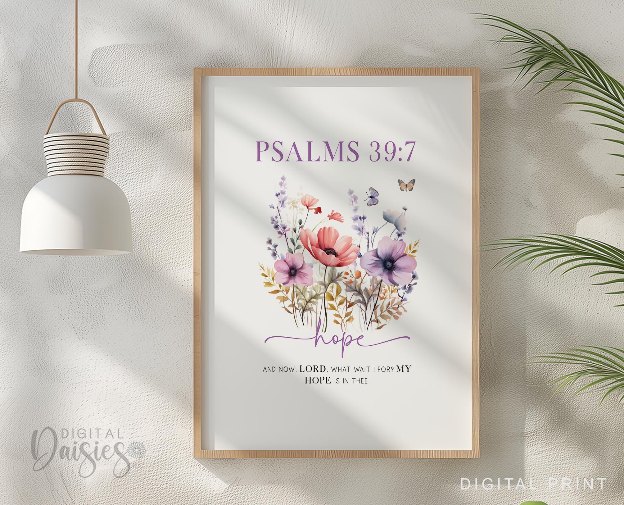 Psalms 39:7 Wildflower Bible Verse Wall Art, Hope Scripture Art Print ...