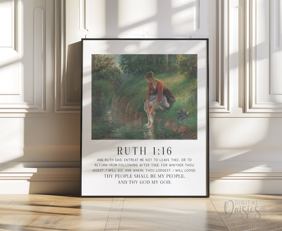 Ruth 1:16 Bible Verse Wall Art, Vintage Gallery Oil Painting Scripture ...