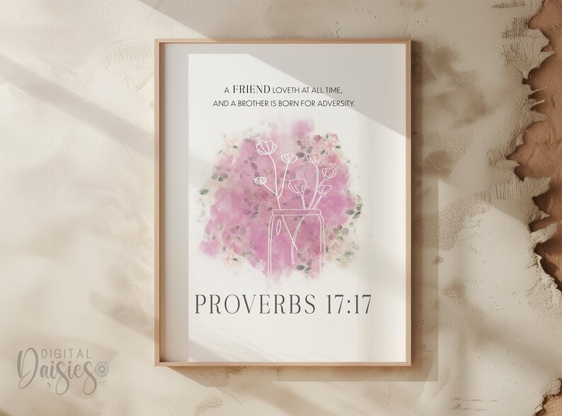 Proverbs 17:17 Bible Verse Printable Wall Art, Instant Download DIGITAL ...