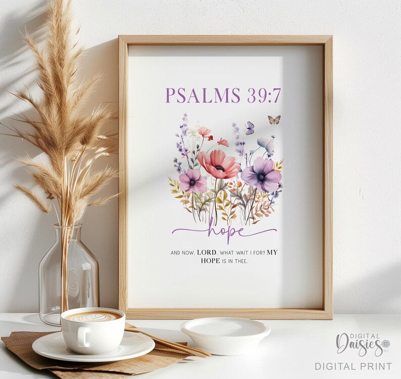 Psalms 39:7 Wildflower Bible Verse Wall Art, Hope Scripture Art Print ...