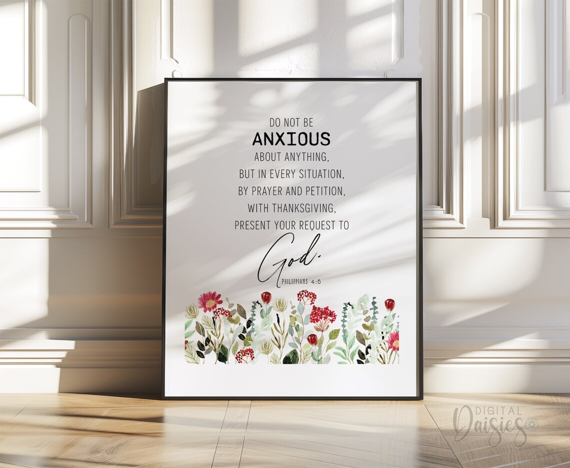 Philippians 4:6 Printable Wall Art, Prayer Inspirational, Printable ...