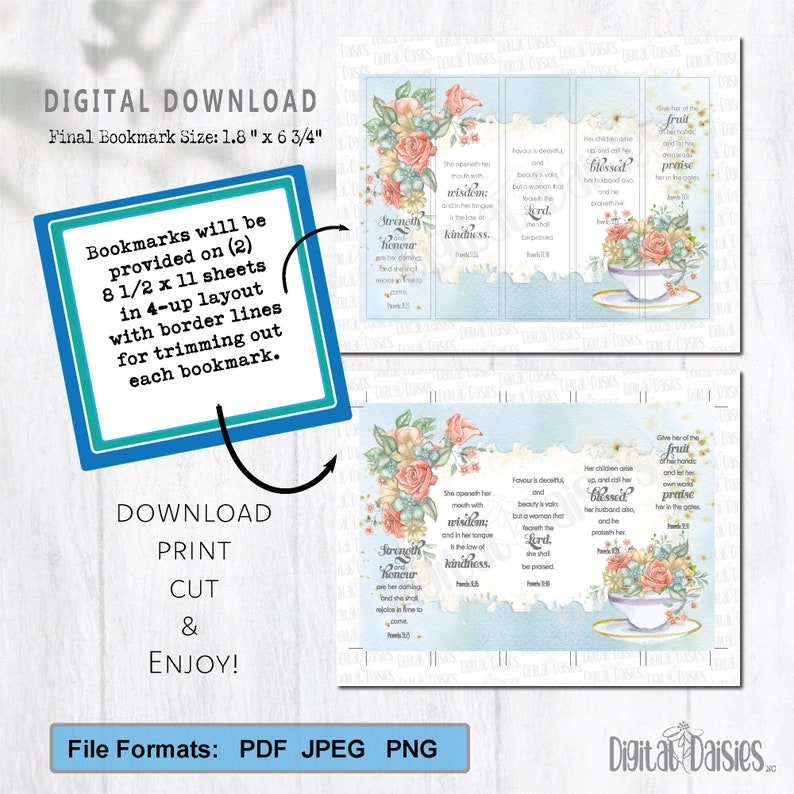 Proverbs 31 Verse Printable Bookmark Set Printable Bookmark - Etsy