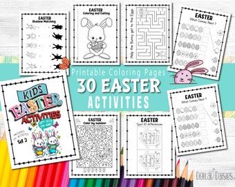 Easter Activities Coloring Pages for Kids, Preschoolers Kindergarten 1st Grade, Coloring Book Pages, Homeschool Printable Set 2, Ages 3-6