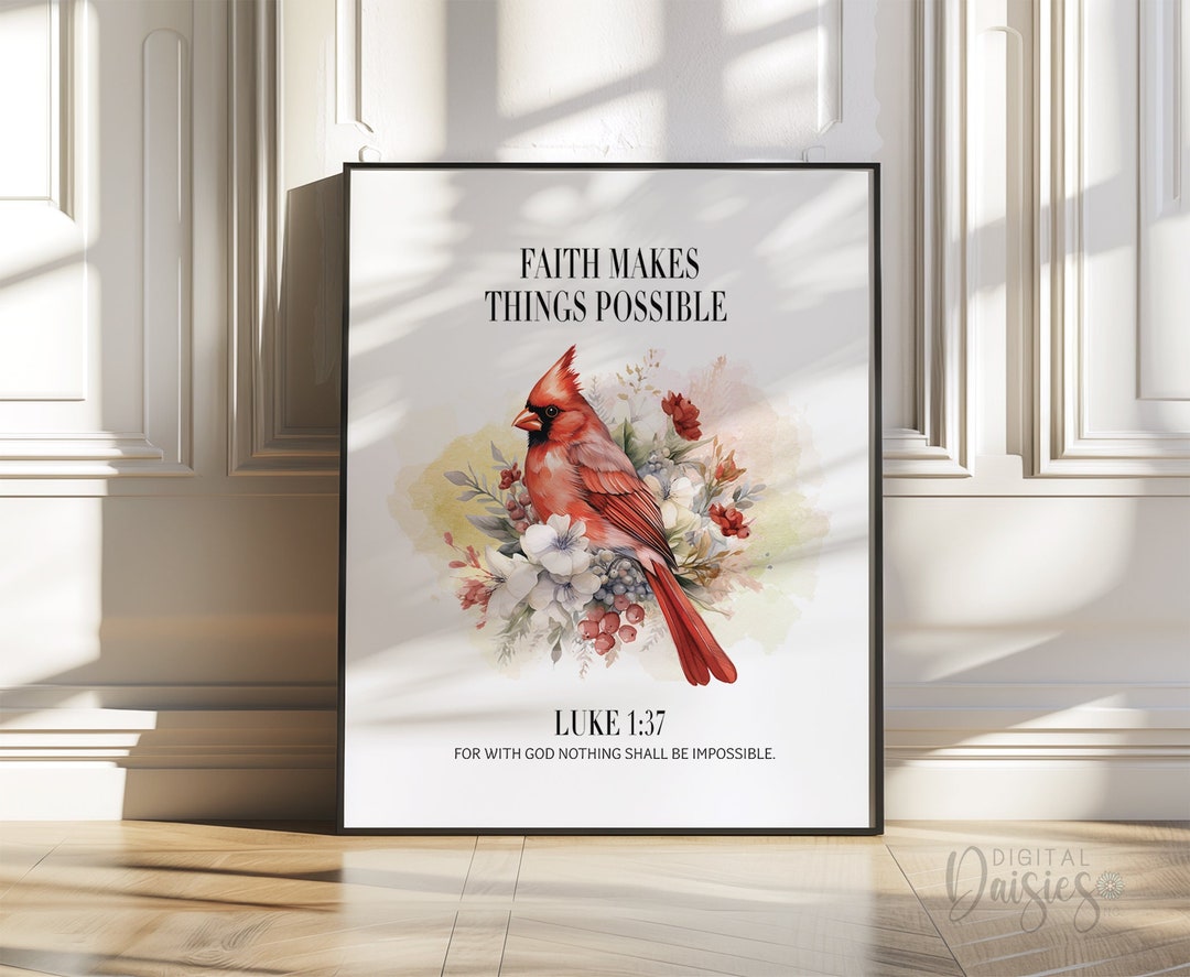 Luke 1:37 Bible Verse Wall Print, Instant Download, DIGITAL Print Décor ...