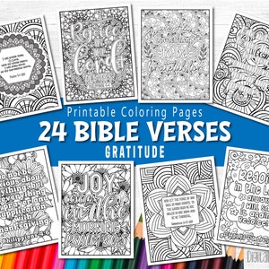 Bible Verses Coloring Pages, Faith Based Coloring, Bible Verse INSTANT Digital Printable, Christian Coloring Book, Gratitude scriptures