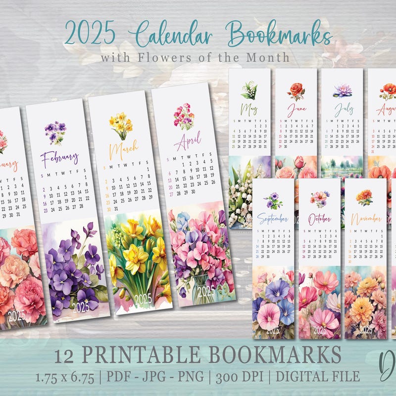 Bookmark Calendar 2025 Etsy Bookmark Calendar 2025 Etsy