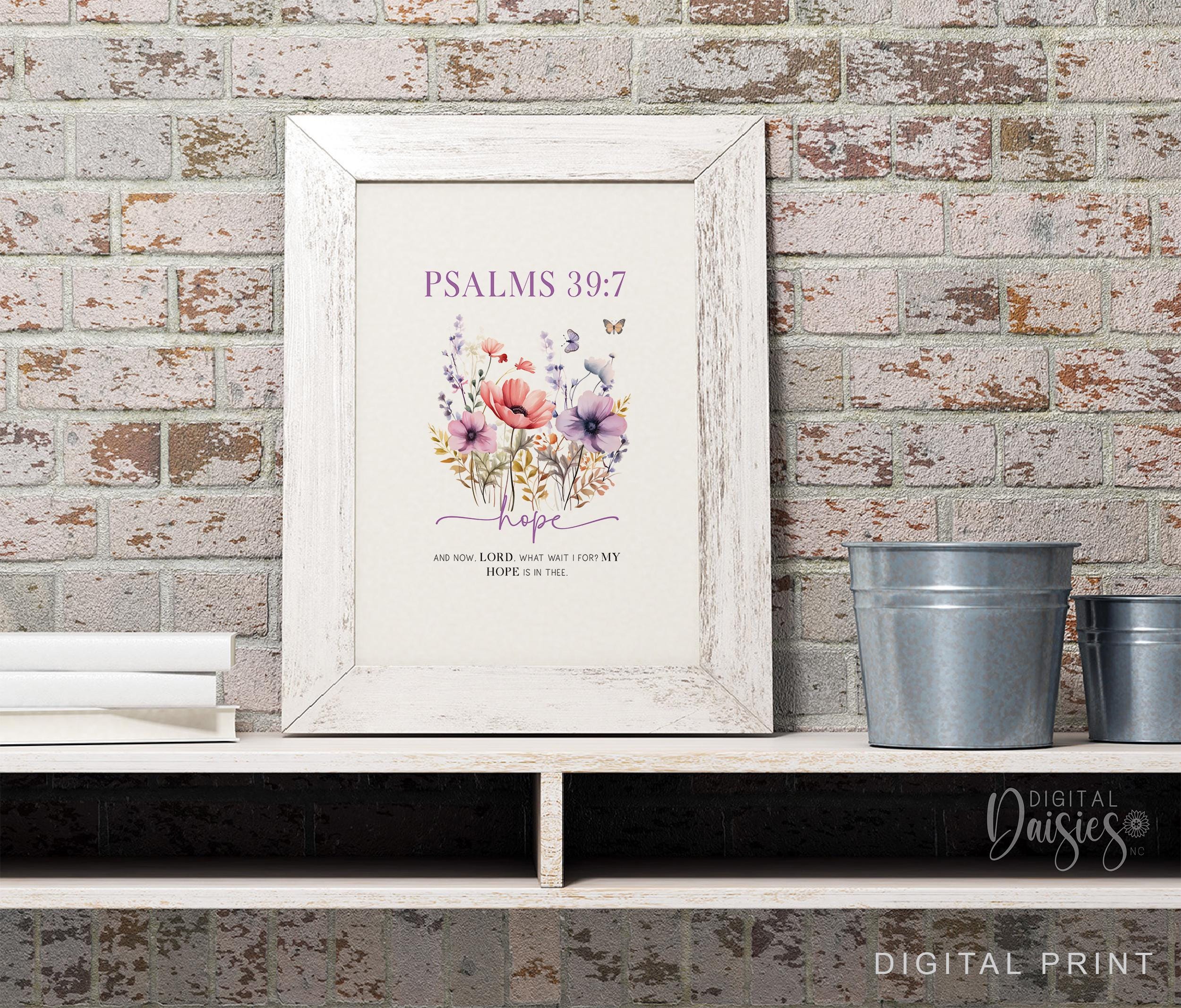 Psalms 39:7 Wildflower Bible Verse Wall Art, Hope Scripture Art Print ...