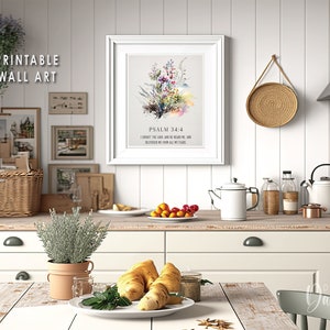 Psalms 34:4 Wildflower Bible Verse Wall Art, Scripture Art Print ...