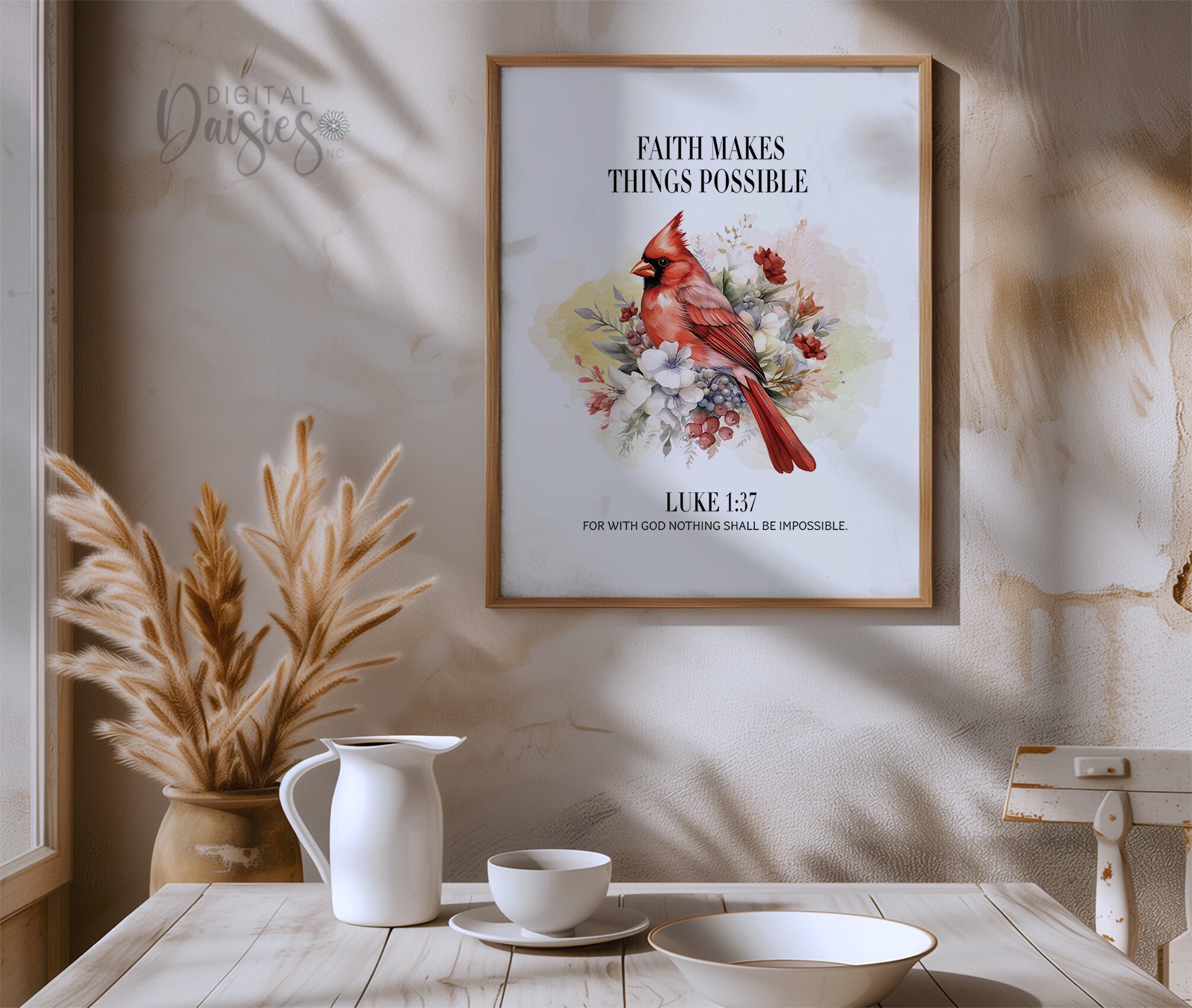 Luke 1:37 Bible Verse Wall Print, Instant Download, DIGITAL Print Décor ...