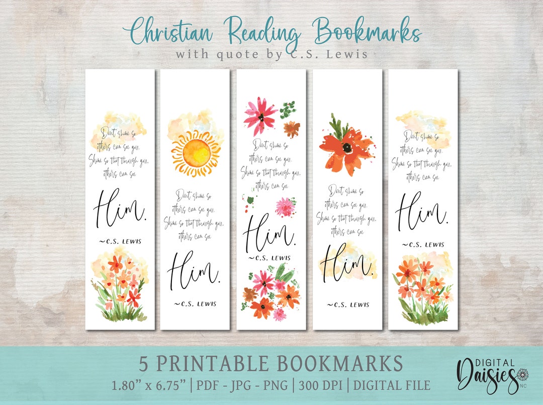 CS Lewis Bookmark Set, Printable Bookmark Set, Printable Bookmark ...