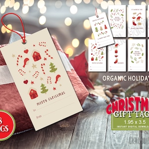 Weihnachten Geschenkanhänger 8er Set, fertig zum Ausdrucken, DIGITAL download PNG, Organic BOHO Weihnachten