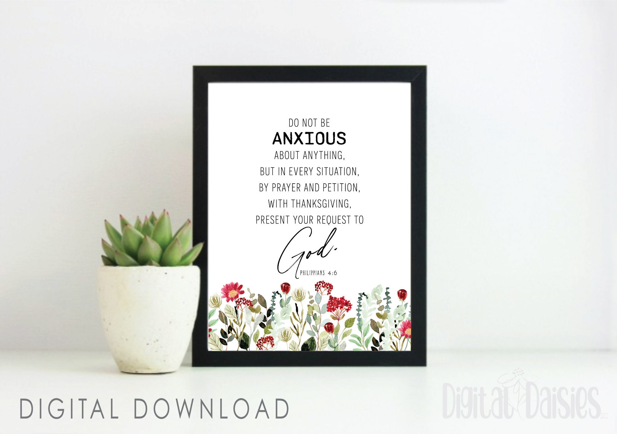 Philippians 4:6 Printable Wall Art Prayer Inspirational - Etsy