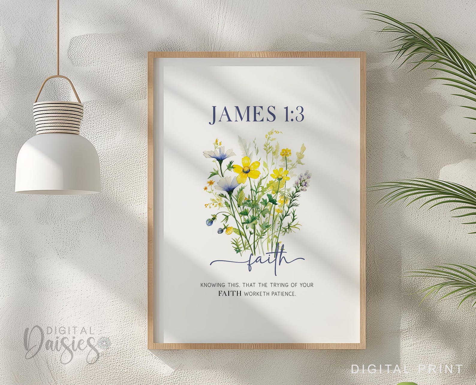 James 1:3 Wildflower Bible Verse Wall Art, FAITH Scripture Art Print ...