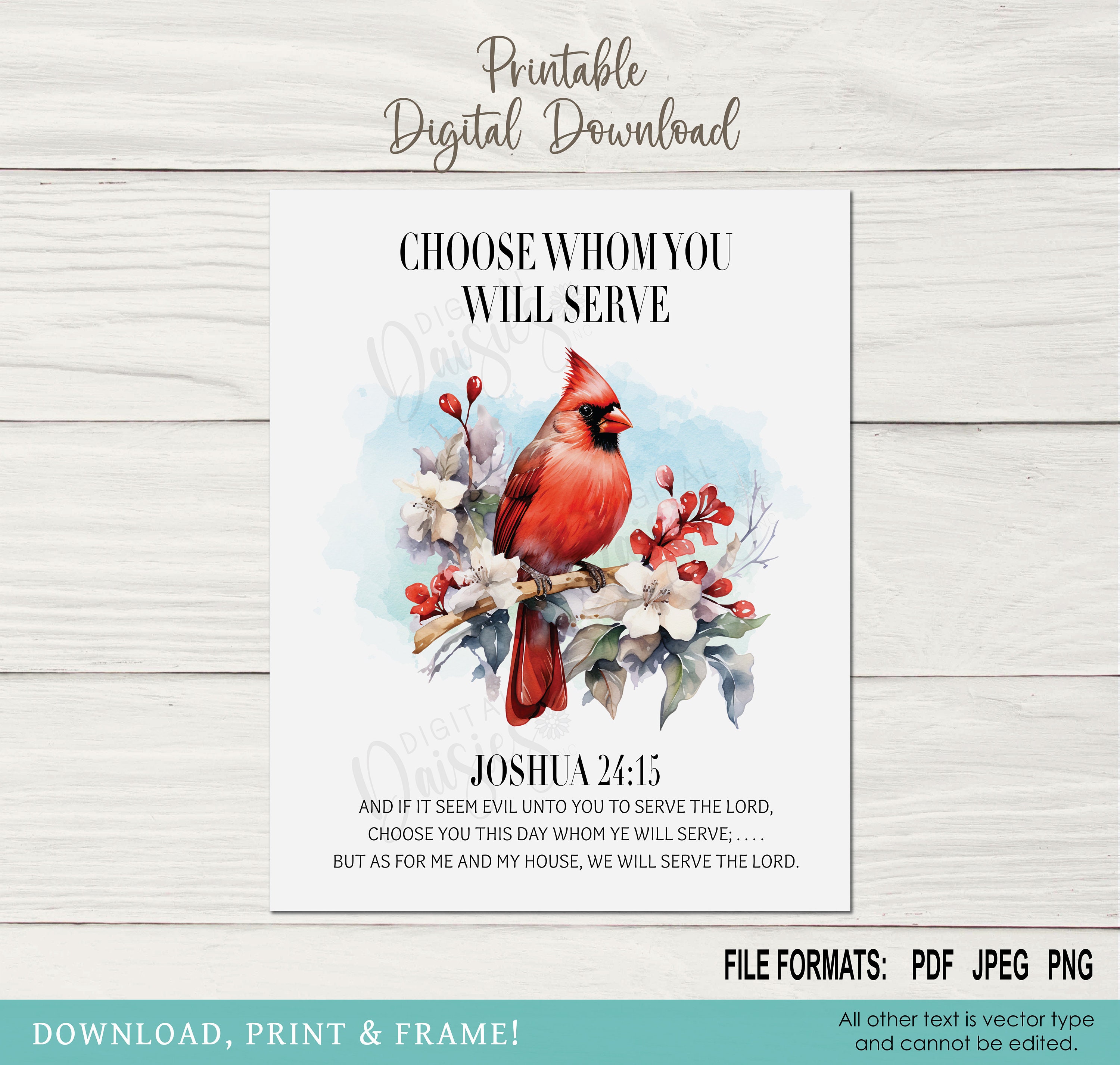 Cardinal Bible Wall Art, Instant Download, DIGITAL Printable Wall Décor ...