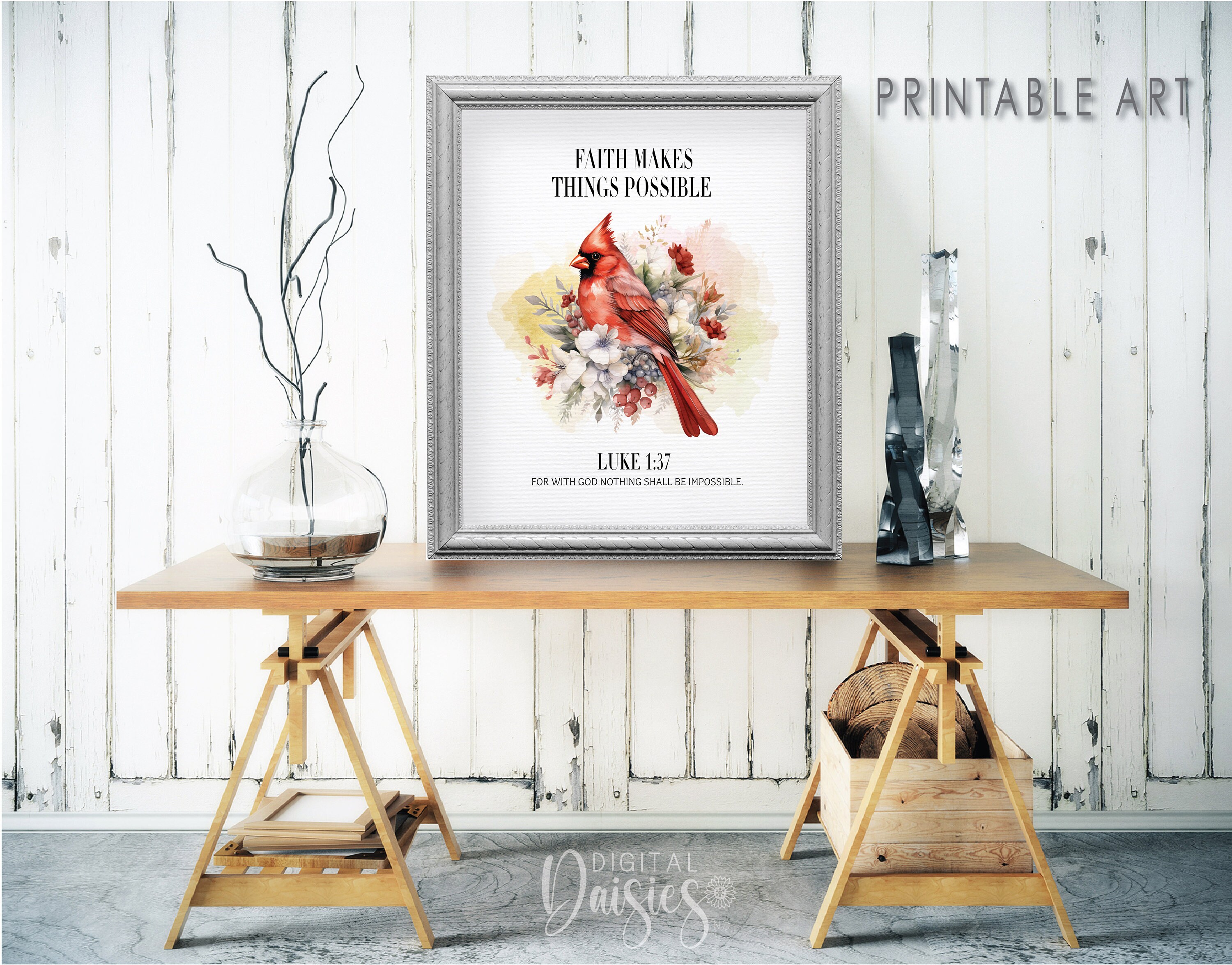 Luke 1:37 Bible Verse Wall Print, Instant Download, DIGITAL Print Décor ...