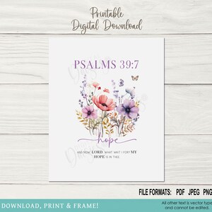 Psalms 39:7 Wildflower Bible Verse Wall Art, Hope Scripture Art Print ...