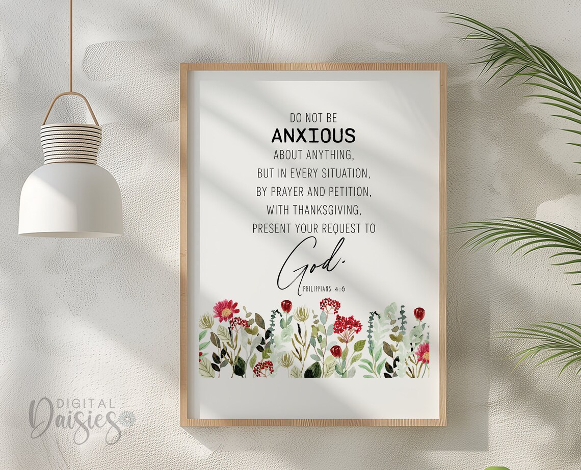 Philippians 4:6 Printable Wall Art, Prayer Inspirational, Printable ...