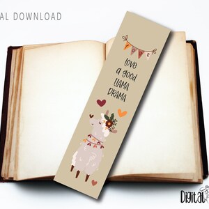 Llama Bookmark Set, Llama Bookmark, Bookmark Printable, Book Club ...