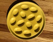 Vintage Original Homer Laughlin Fiesta, Fiestaware, Sunflower, yellow, Deviled Egg, Easter Egg Plate, 11 inch Diameter.