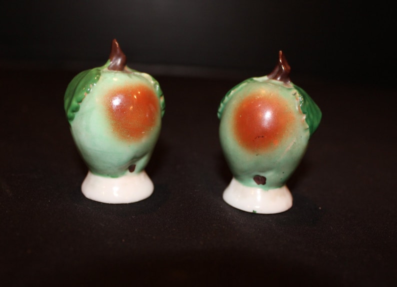 Old Bisque Apple Salt and Pepper Shakers Collectible Salt and Pepper Made in Germany German Pepper Green Apple Bisque Porcelain Salt
