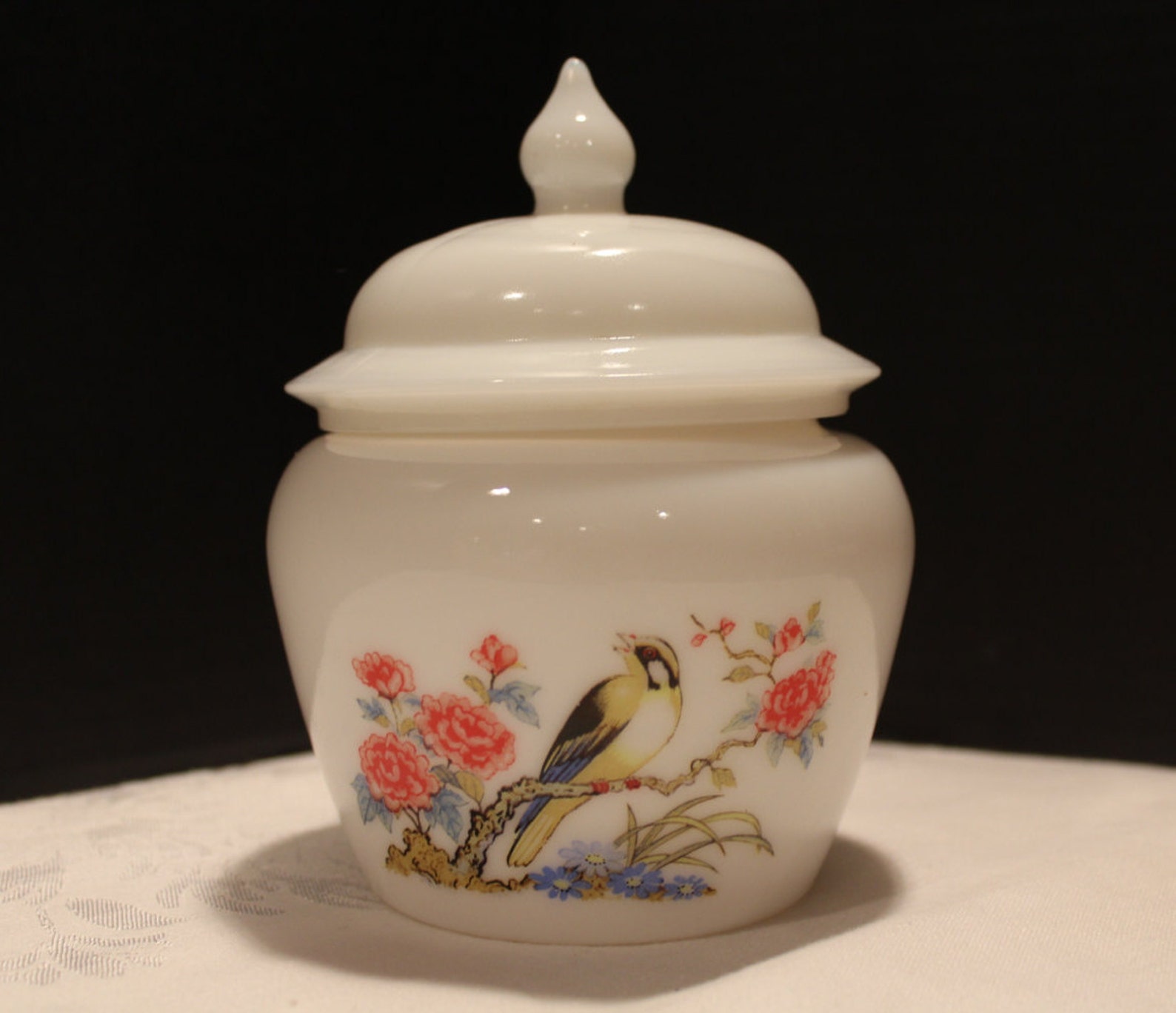 Vintage Avon White Milk Glass Ginger Jar With Lid Oriental Etsy New