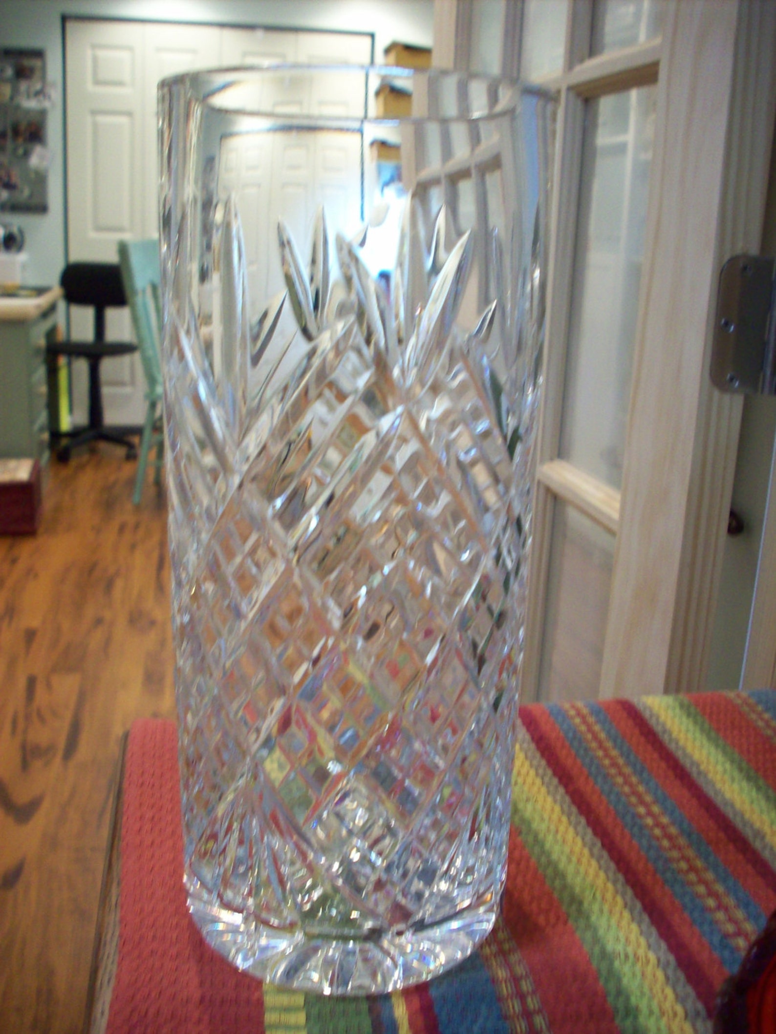 Vintage Gorham Crystal Vase Very Heavy Beautiful Cut Etsy