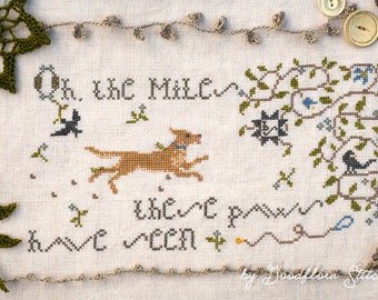 Cross Stitch Pattern ~ Oh, the Miles! ~ Instant PDF Download