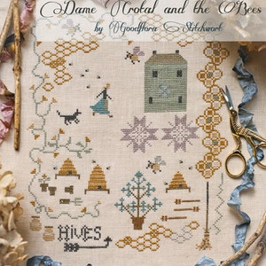 Cross Stitch Pattern ~ Dame Crotal and the Bees ~ Instant PDF Download!