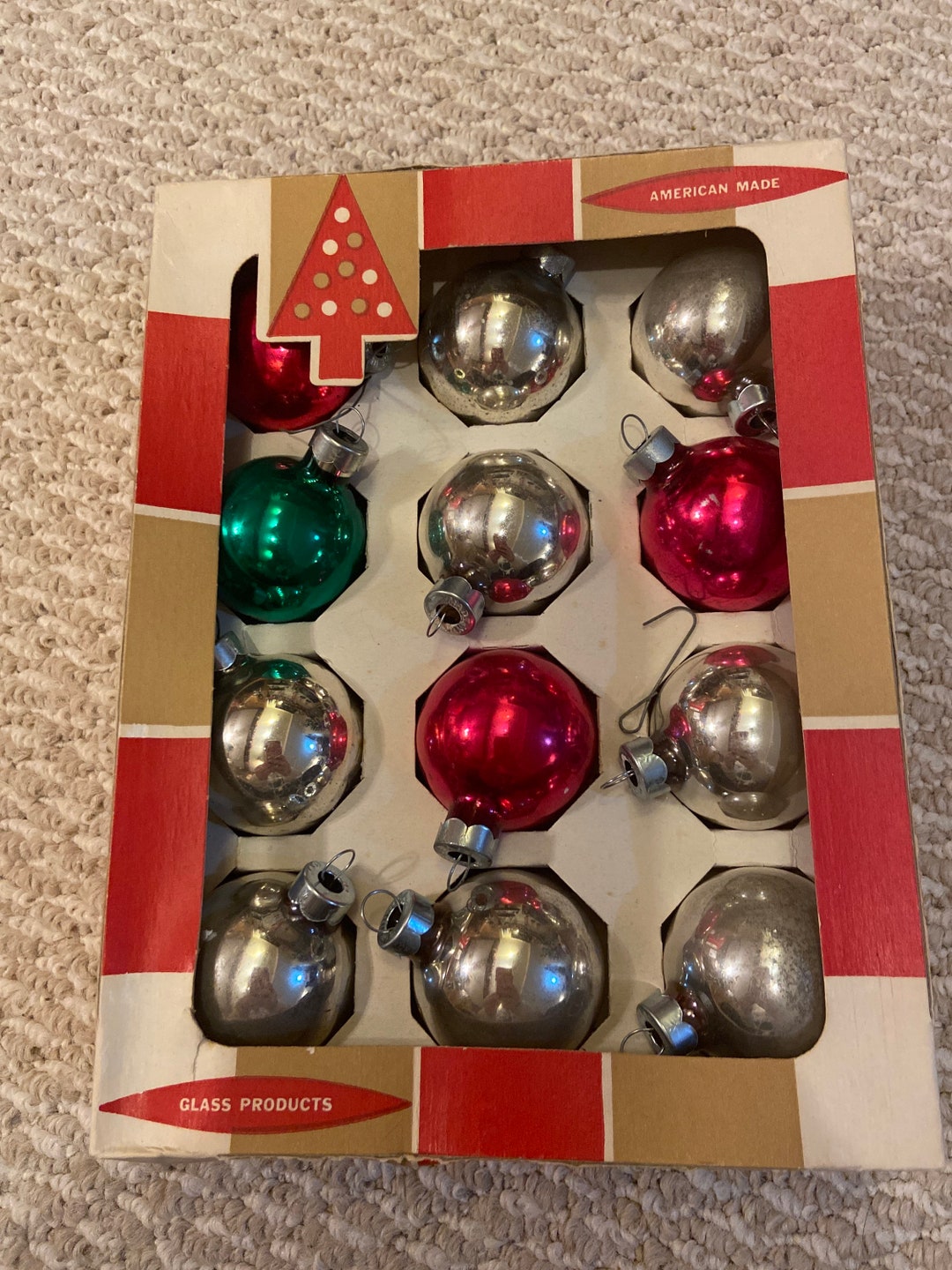 12 Vintage Coby Glass Christmas Ornaments in Box Etsy