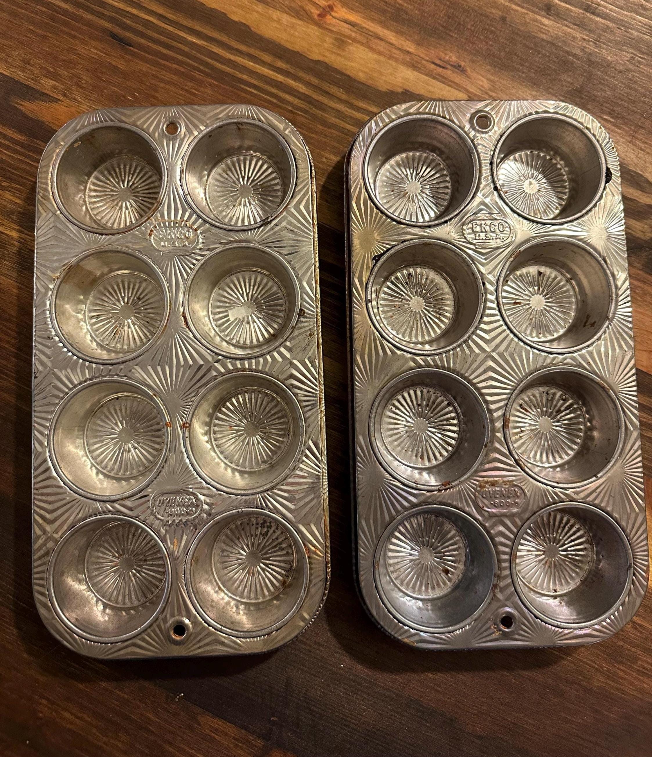 Vintage Ekco Ovenex Starburst Metal Mini Muffin Tin N-800-8