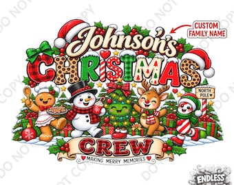 Family Christmas Crew 2026 DTF Transfer: Iron On Decal for T-Shirts Bags etc.