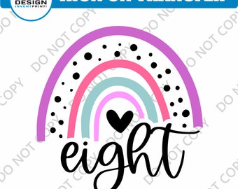 8th Birthday Rainbow Iron On Transfer: DIY Shirt Decal
