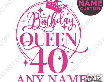 40th Birthday Queen Custom Name DTF Iron On Transfer