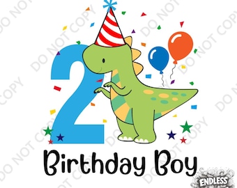 Dinosaur 2nd Birthday Boy DTF Iron On Transfer