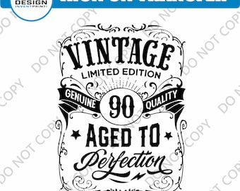 90th Birthday DTF Transfer: Vintage Aged To Perfection Iron On