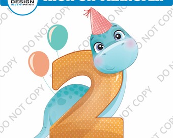 2nd Birthday Dinosaur Iron On Transfer: DIY Shirt Design