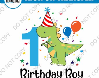 Transferencia de plancha DTF para el primer cumpleaños de un niño con dinosaurio