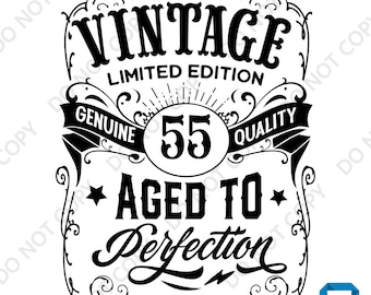 55th Birthday Vintage DTF Transfer: Iron On Design