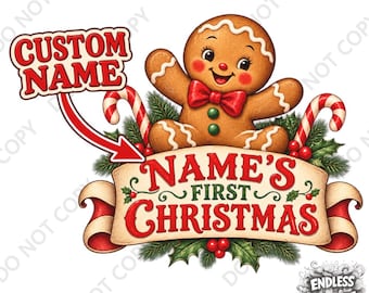 My First Christmas  Iron-On DTF Transfer: Gingerbread Man Xmas Design