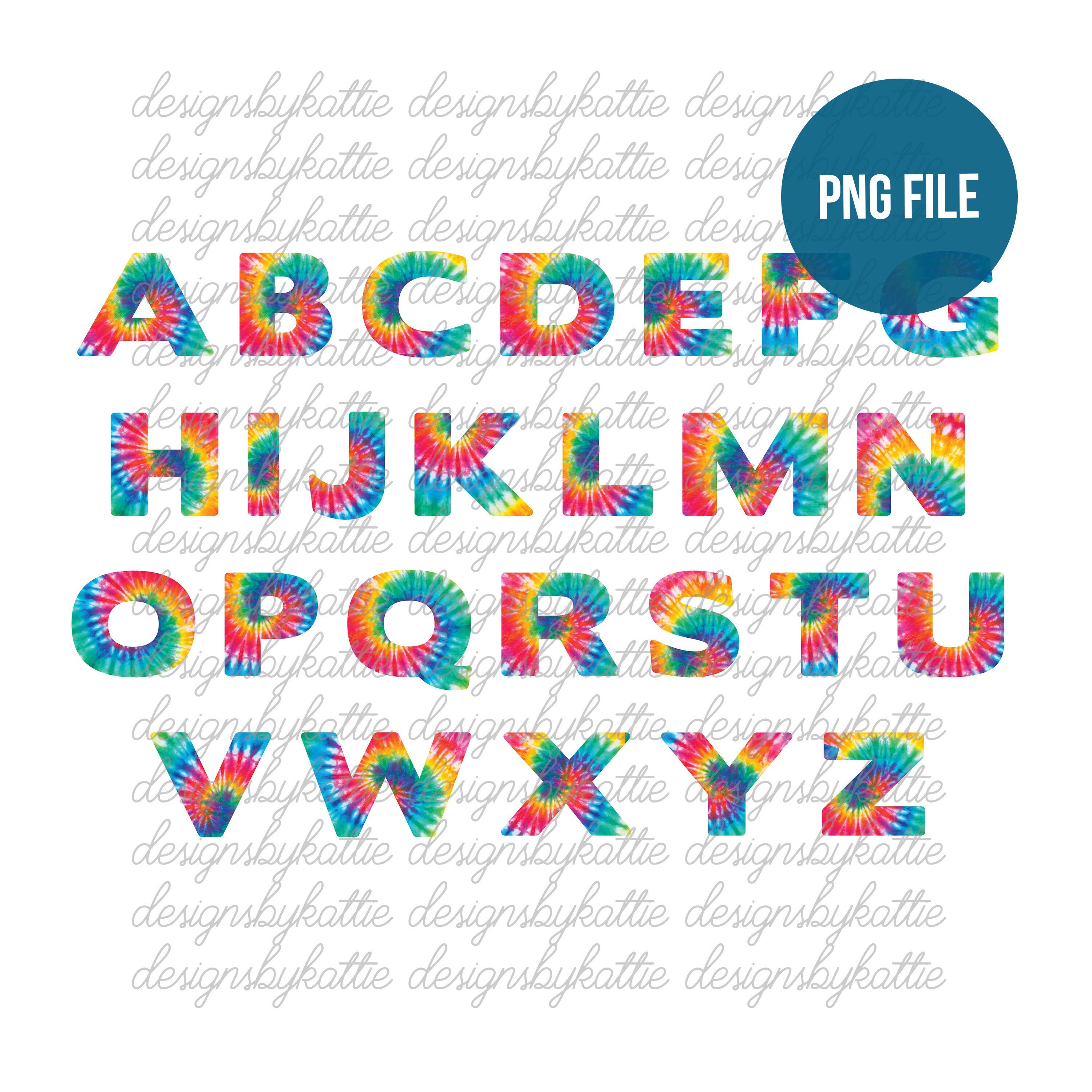 Tie Dye Letters Png Clipart Download Tie Dye Alphabet Png Etsy