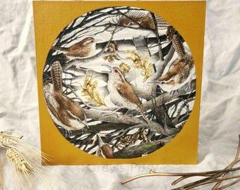Royal Court Original Watercolor Painting | 8"x8" Cotton Paper Mounted on Panel, Ready to Display