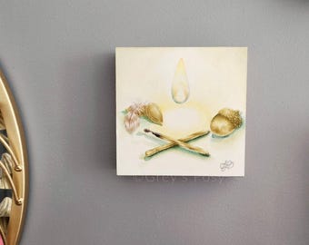 The King's Treasure Original Watercolor Painting | 4"x4" Cotton Paper Mounted on Panel, Ready to Display
