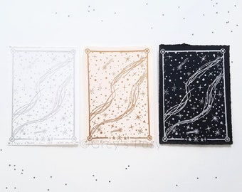 Étoiles | 5"x7" Unframed Linoleum Print Limited Edition | 100% Cotton Paper Celestial Block Print