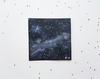 Celestial | 4"x4" Unframed Original Watercolor + Mixed Media Starry Painting