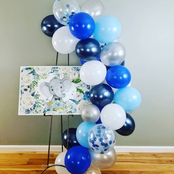 Balloon Garland Kit / Balloon Arch Blue Silver and White / | Etsy