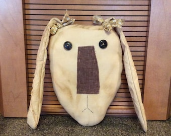 Primitive Easter bunny head shelf sitter/wall hang