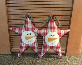 Set of 2!! Snowman star ornaments