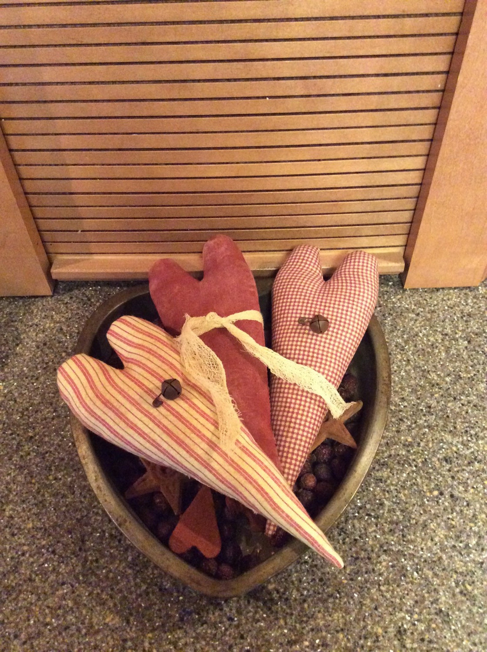 Set of 3 Primitive Heart Bowl Fillers/shelf Etsy