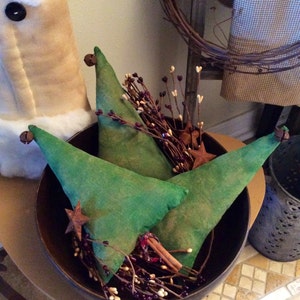 Set of three primitive Christmas tree bowl fillers(large)